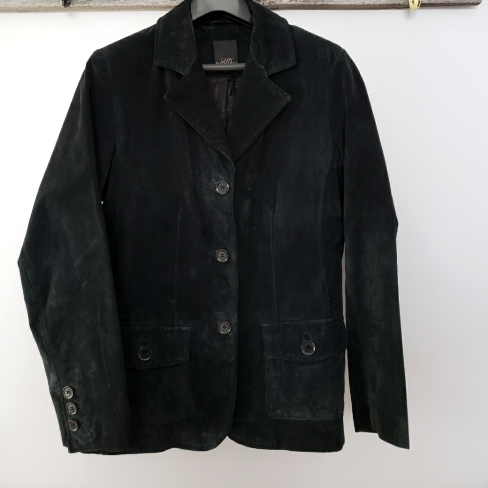 Vintage Suede Blazer Jacket - Black Sz M
